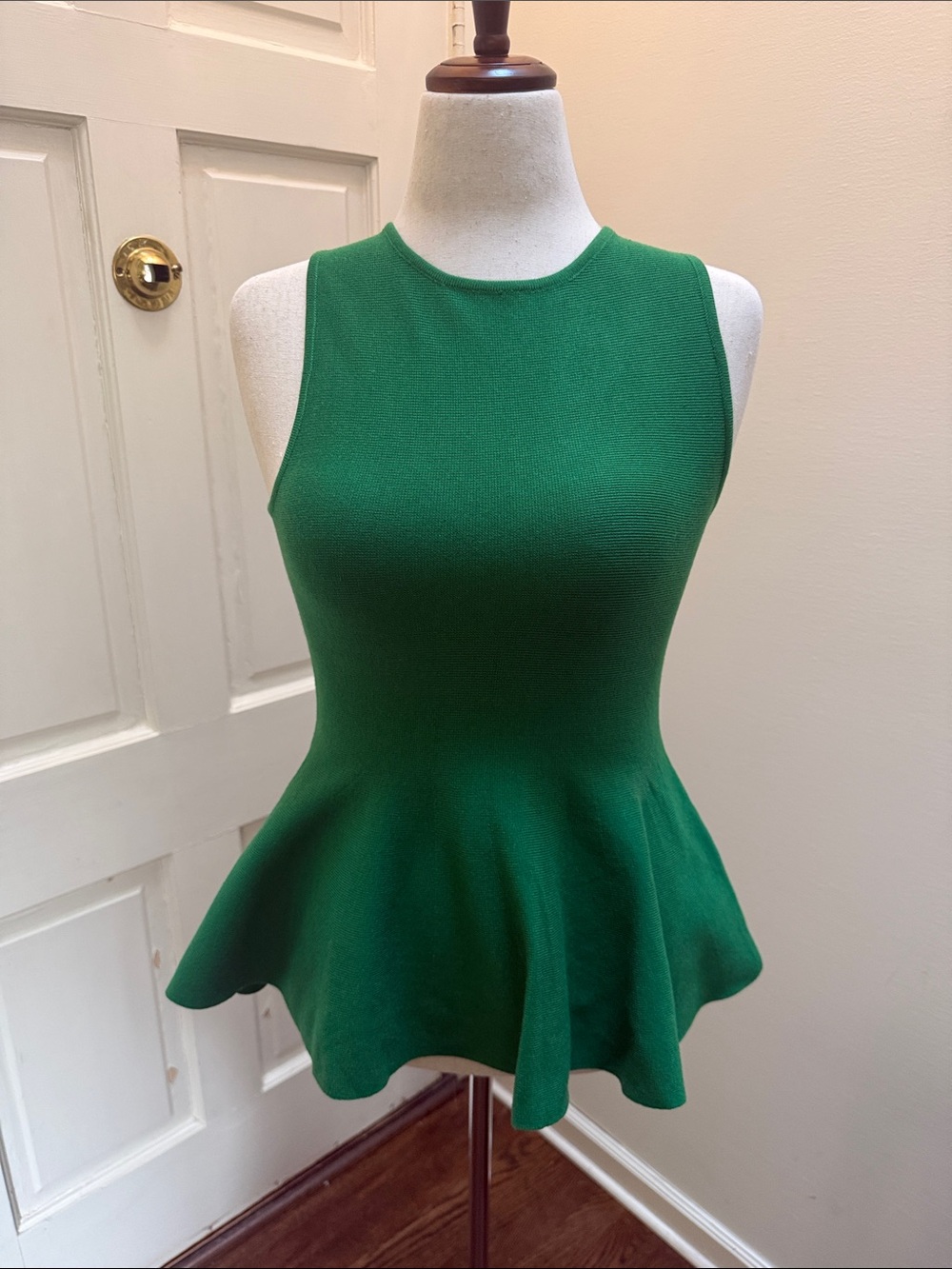 Zara Emerald Green Sleeveless Peplum Tank Top